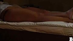 Slutty lesbian slave bound in hardcore bondage masturbates to orgasm.