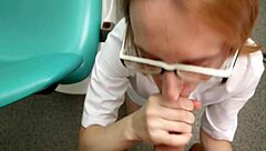 I'm on my knees sucking that dentist cock for facial cumshot