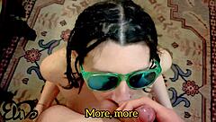 I can't resist this teen with braids sucking my cock on her knees for cum.