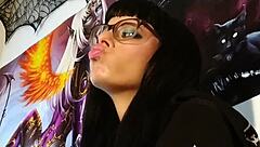 Hungarian teen with glasses gives asmr kisses