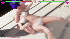 blonde gets bent over in sexy wrestling match with handcuffs and doggystyle moves