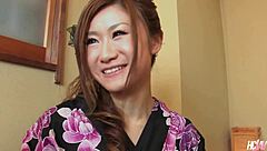 asian hottie ruri kikukawa sucks cock with hairy pussy juice, leading to uncensored creampie in brunette action