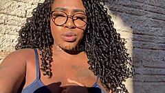 Joi, watch this young black teen cum hard while stroking her creamy pussy at home.