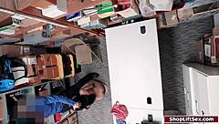 LP officer says, 'Bend over, sneaky ebony shoplifter, for deepthroat and fucking'