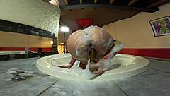 mia niqab bent over in lingerie, riding dildo in jacuzzi