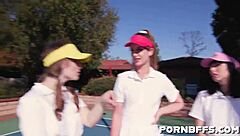 Daphne Dare, Cleo Clementine, Daisy Stone in doggystyle group fuck