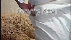 Horny brunette Lammy Pixel stripteases and shows off her gorgeous ass