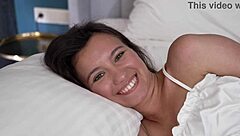 the brunette teen slut starts with face fucking from monster dick. her tight hole gapes wide during first anal sex.