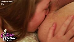 Hey, this 18 year old brunette teen rims the guy then takes a wet facial cumshot