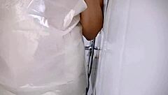 Chubby babe gets wet from playing with her big tits