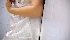 Chubby babe gets wet from playing with her big tits