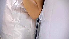 Chubby babe gets wet from playing with her big tits