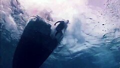 super shark sexy bikini girl on the boat with brunette