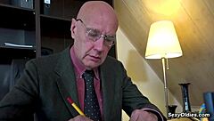 It's like this: the puffy teen seduces old man Hugo at work, giving him a blowjob before riding him in the office for an old and young encounter