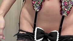 uniform girl in panties gets anal training