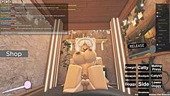 feeling intense passion in roblox-themed anal and blowjob session