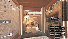 feeling intense passion in roblox-themed anal and blowjob session