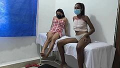 horny mexican lesbians touch buttocks and tits at work 😏