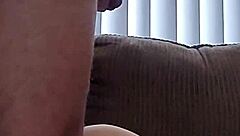 that hot blonde wife rides my monster cock rough on the sofa