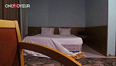 horny brunette chick rides me passionately after the party in that hotel room next door