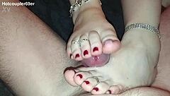 best footjob from housewife with big toes