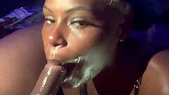 Queenko gives a sloppy blowjob to that big cock