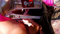 Super Sexy Black And Blonde Babes Get Fucked Outdoors