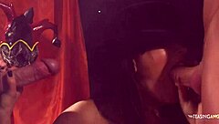 busty brunette makes two cocks vanish in her holes