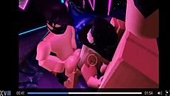 Detailed Scene of a Trio Engaging in Sex on Roblox Platform with Intense Fucking and Cum Shots