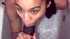 My sneaky link insisted on showering together for sloppy blowjob and facial