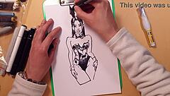 drawn latex girl sketch