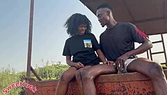 Nigeria girl gives mind-blowing blowjob bent over doggystyle