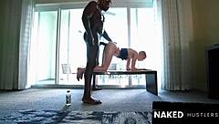 European white model gets oiled up then takes huge black cock in deep wet pounding session