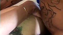 Ebony Takes Big Black Cock In Her Asshole, Gets Creampie, Moans Loud