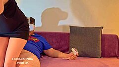 Petite girl plays with glasses while giving blowjob and getting fucked hard in various positions.