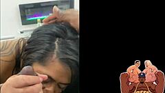 Polynesian BBW slut gives a raw backstage blowjob to BBC.