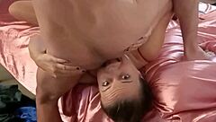 French Amateur in Red Satin Dress and Tight Lingerie Gets Pounded Doggystyle with POV Closeup.