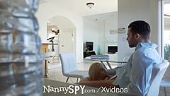 The blonde babysitter with small 18+ tits takes on a big cock workout for her nanny job, ending in facial hardcore blowjob.