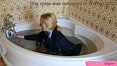 drenched school girl sophia smith enjoys bathtime fun with splish splash moments in the pool and bath