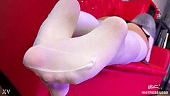 Goddess Teases Big Booty In White Stockings