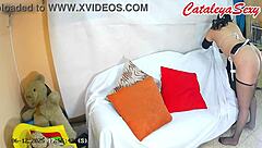 Sexy maid backstage posing for fans