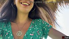 teen casually swallows cum while eating pasta carbonara with sperm on her face during public cafe cumwalk