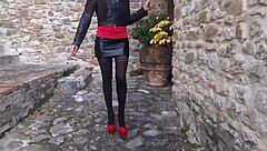 laura rocks high heels and pantyhose in teen compilation