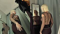 Check out this hidden cam footage of a horny blonde MILF trying on clothes without panties in the fitting room.