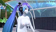 Hatsune Miku casually dances naked with big tits