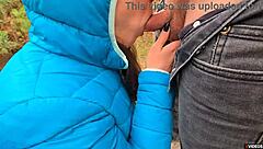 Her pussy grips his cock tight, refusing to let go in outdoor fun.