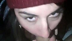 milf sucking her boyfriend's cock while her friend watches.