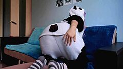 The cute girl with purple hair delights in my penis