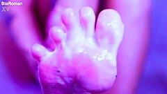 Bia roman gets her sexy feet all messy with licking, toes, gagging, and squirting