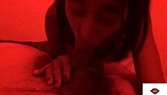 I give a blowjob and handjob to a skinny amateur